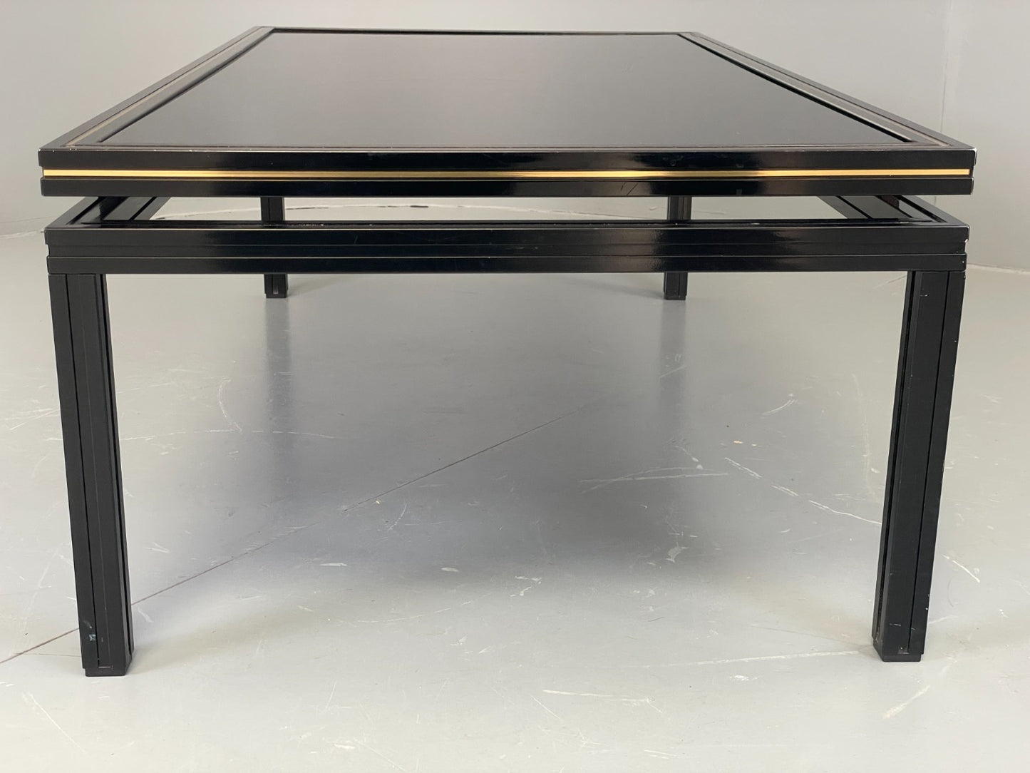 Vintage 1970s Coffee Table Pierre Vandel Black Gold Glass 1970s EB11812 MWOO13