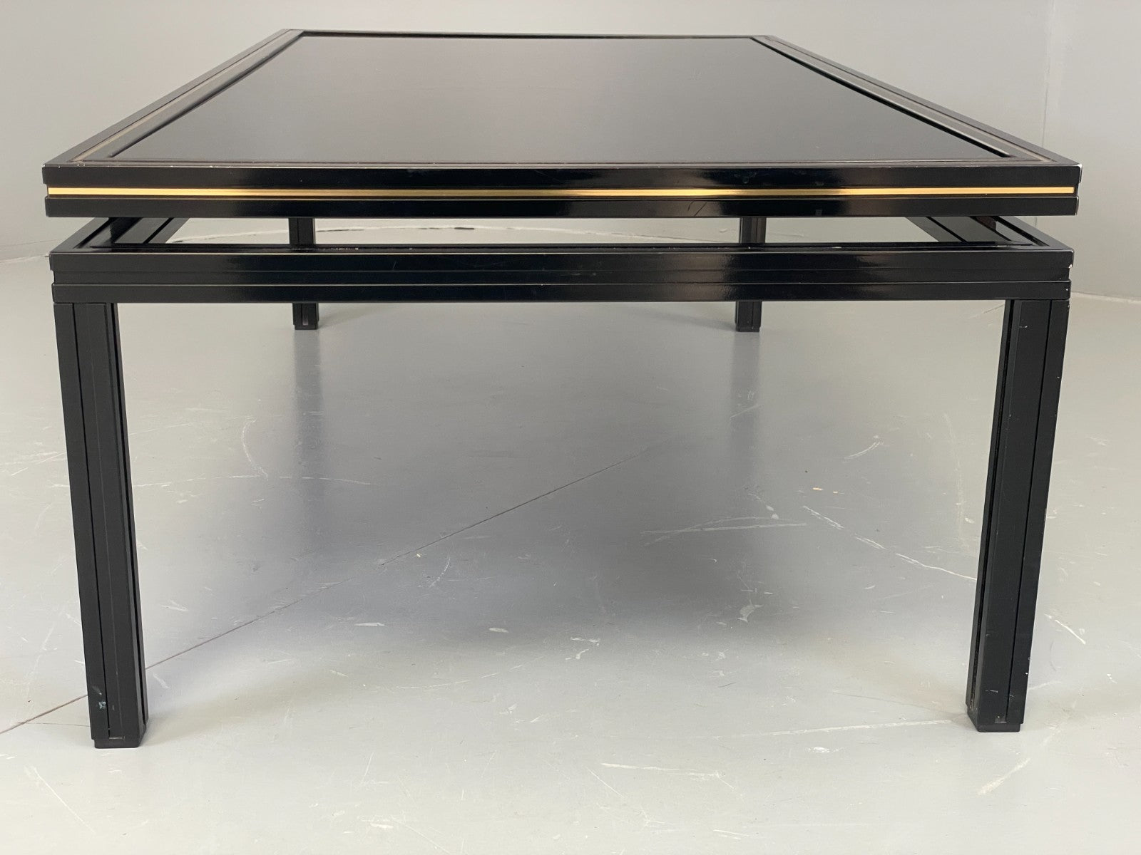 Vintage 1970s Coffee Table Pierre Vandel Black Gold Glass 1970s EB11812 MWOO13