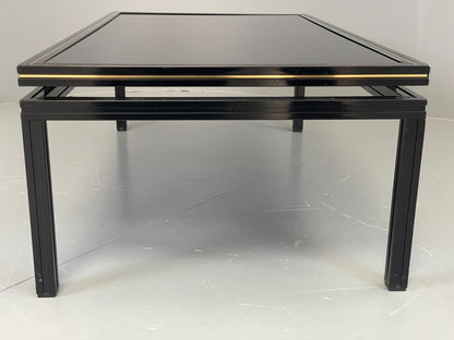 Vintage 1970s Coffee Table Pierre Vandel Black Gold Glass 1970s EB11812 MWOO13