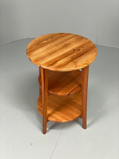 Vintage IKEA Side Table Olsvik Pine Round Three Tiered EB11184 MWOO2