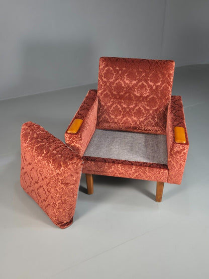 Vintage Swedish Lounge Chair Purple Moquette Teak Paws 1960s Retro EB7891 MNOR - UKDK FURNITURE