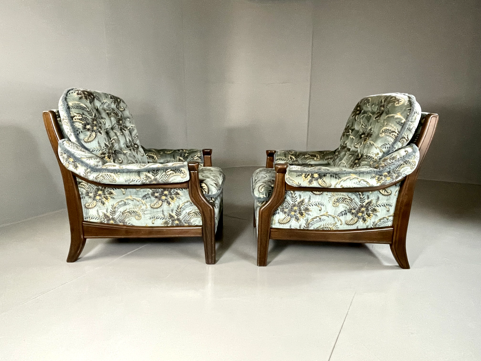 EB5517 A Pair Vintage Danish 1970s Floral Lounge Chairs, Kitsch, Retro, VCLO - UKDK FURNITURE