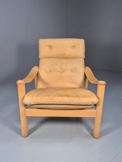Vintage Nubuck Leather Lounge Chair Ebbe Gehl Danish Mid Century EB9301 MNOR - UKDK FURNITURE