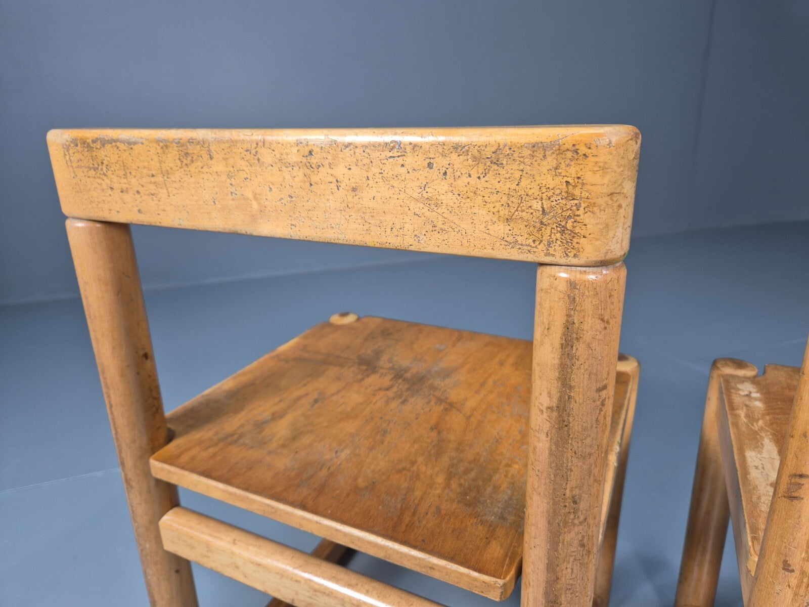 2 Vintage Danish Children Chairs Bech Wood 1960s Retro EB9672 MSTA - UKDK FURNITURE