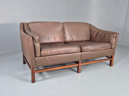 Vintage Danish 2 Seat Sofa Gunnar Grandt Design Brown Buffalo Hide EB9905 M2SS0