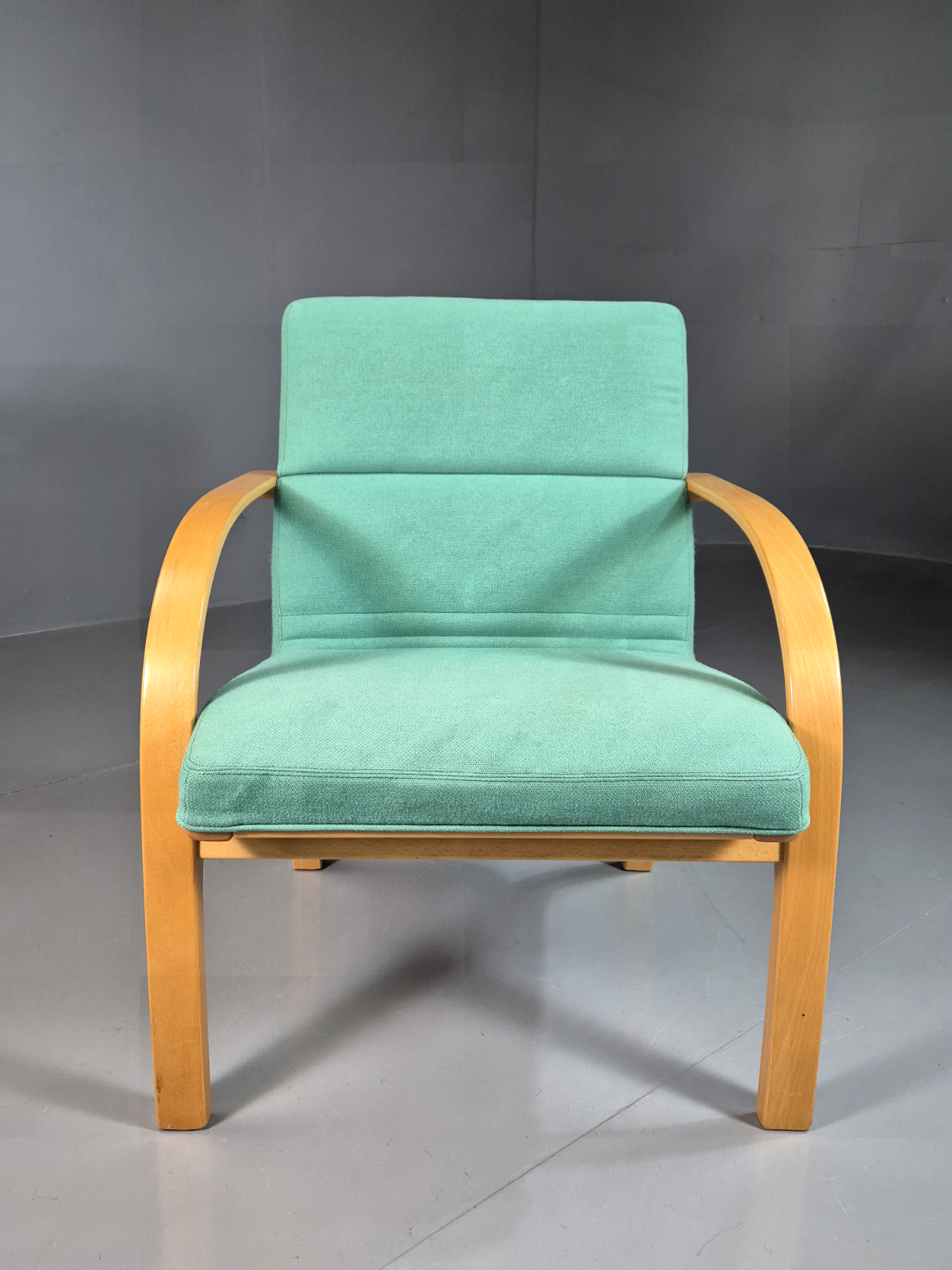 Vintage Danish Lounge Chair Mint Wool Bentwood 1980s Retro EB7352 MBEN3