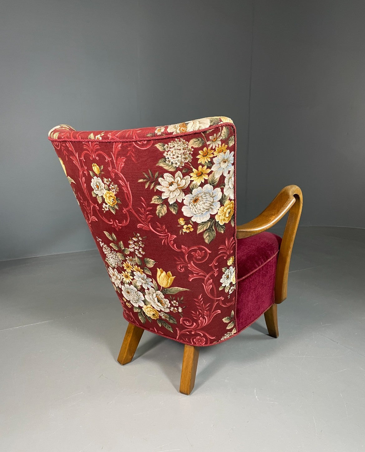 Vintage Lounge Chair Alfred Christensen Slagelse Mobelfabrik Floral VEB6781 MNOR8
