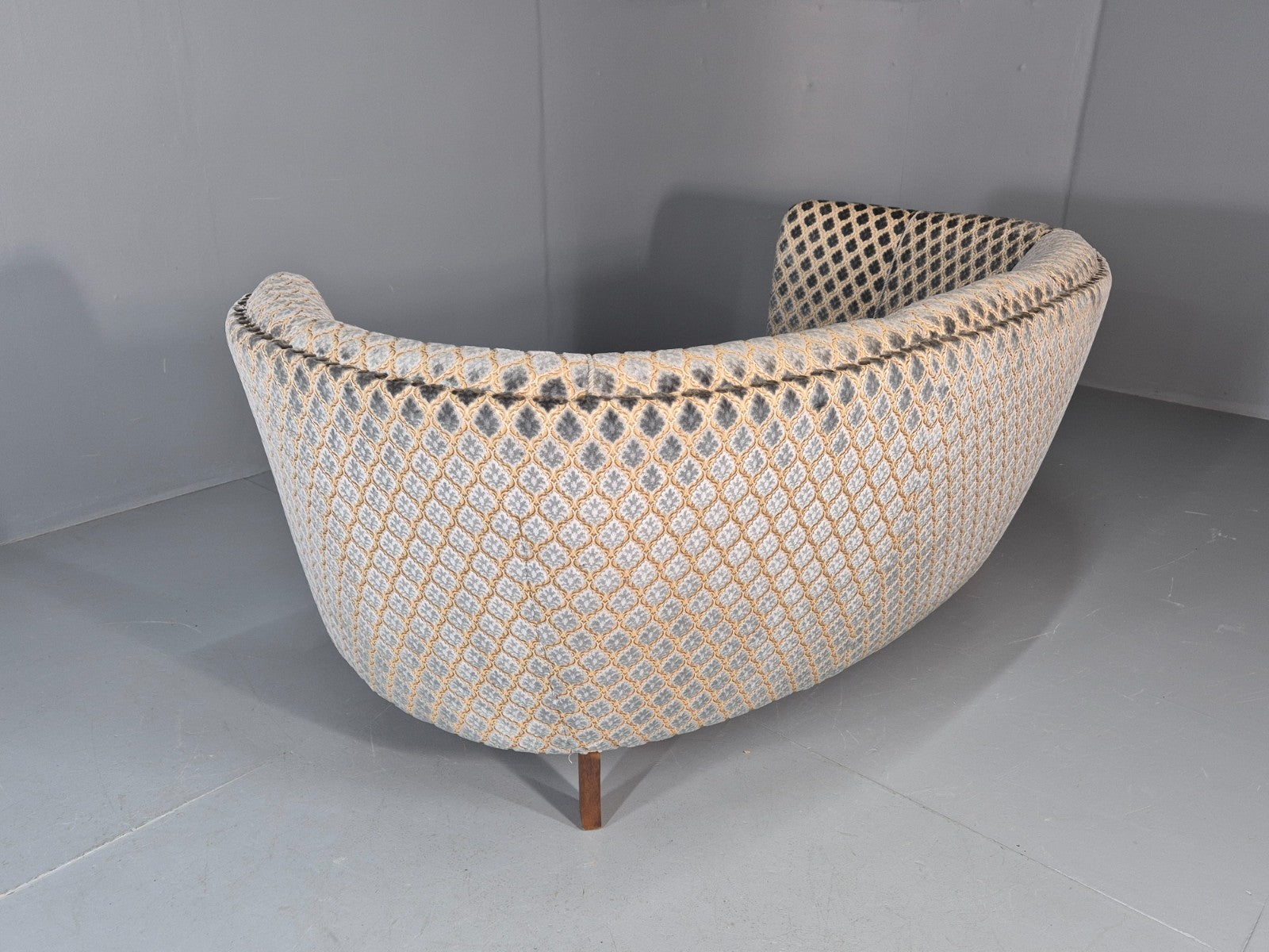 Vintage Three Seater Danish Banana Sofa 1930s Art Deco Cut Cotton EB10782 V3SS16