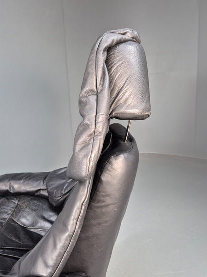 Vintage Norwegian Swivel Lounge Chair Black Leather Stressless Retro EB8490 MSWI - UKDK FURNITURE