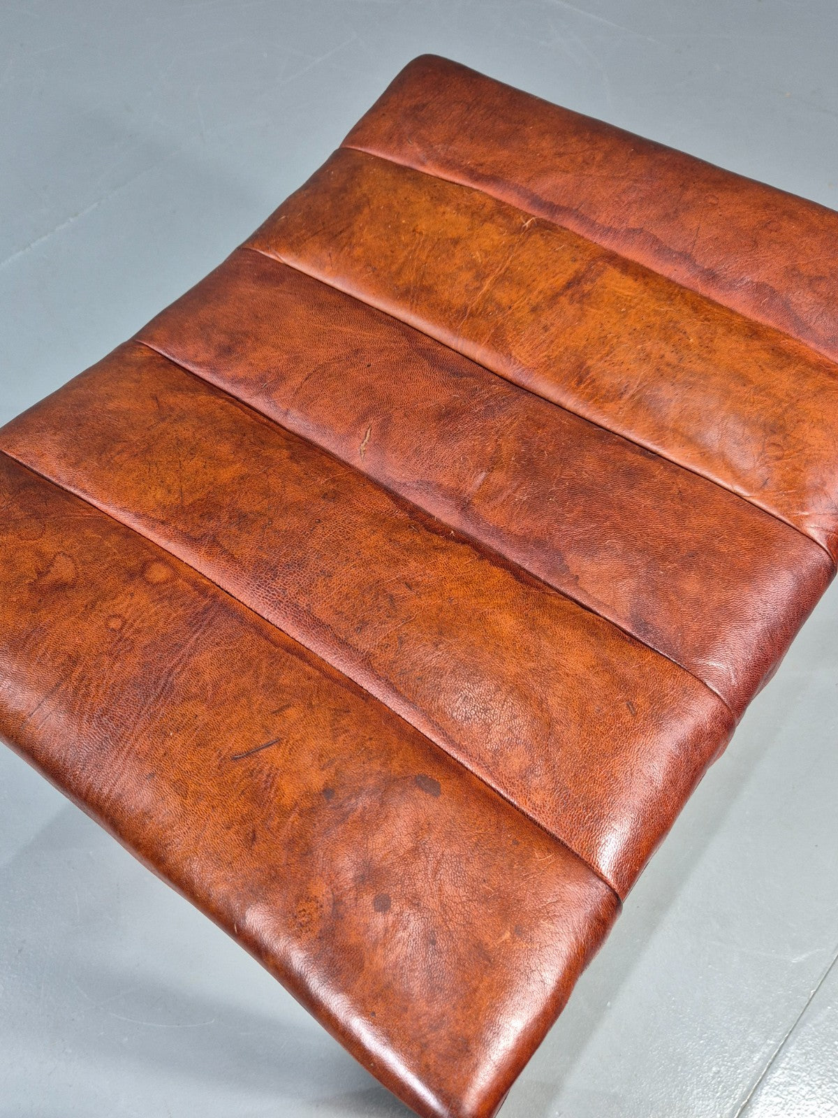 1950s Danish Leather Footstool Mid Century Kaare Klint Style  EB10995 MFOO9