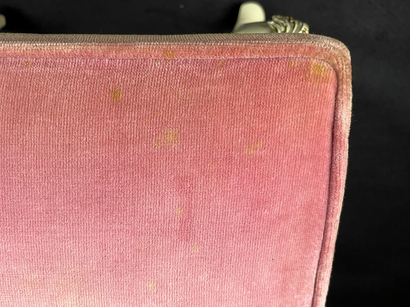 Danish Cream Footstool with Pink Velour Cushion Vintage EB4108 VWOO - UKDK FURNITURE