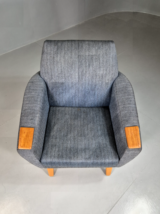 Vintage Swedish Lounge Chair Blue Wool Teak Paws 1960s Retro MCM EB7510 MNOR - UKDK FURNITURE
