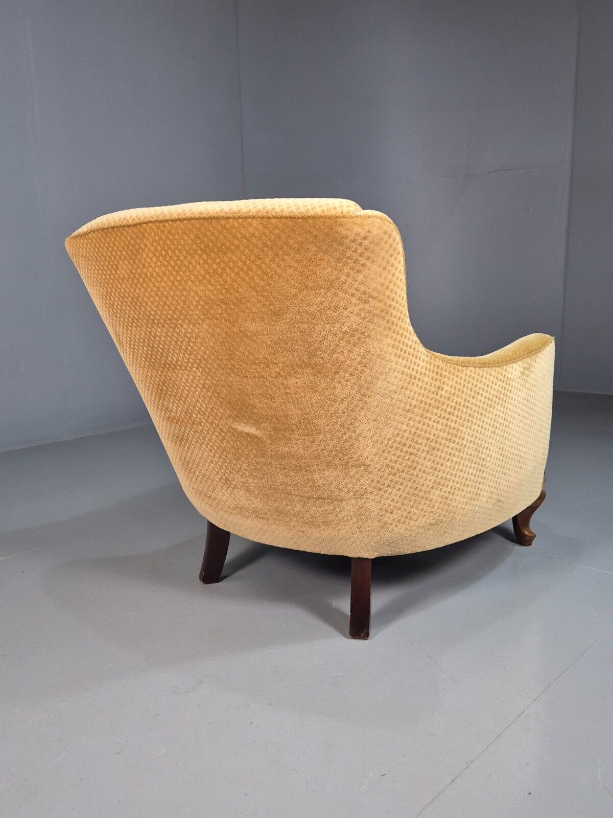 Antique Danish Gold Cotton & Mahogany Armchair EB8053 VCLO - UKDK FURNITURE