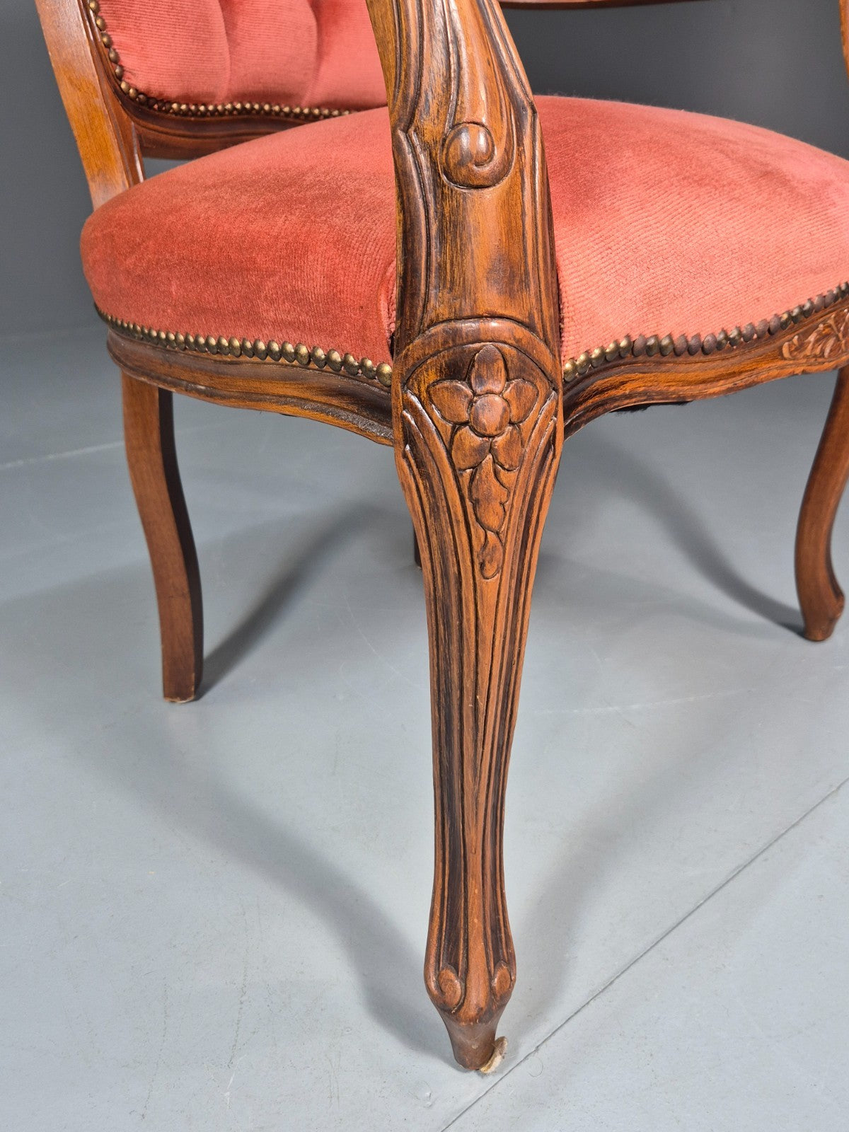 Vintage Rococo Lounge Chair Danish 1970s Reproduction Salmon Pink EB10773 VCLO4