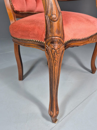 Vintage Rococo Lounge Chair Danish 1970s Reproduction Salmon Pink EB10773 VCLO4