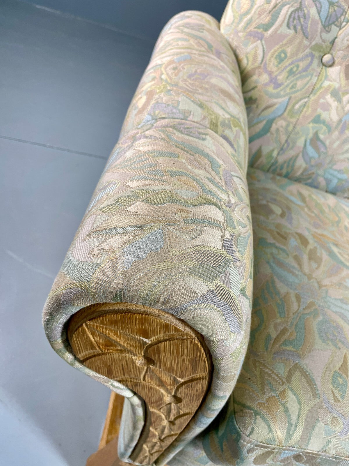 Danish 3 Seater Sofa Oak Frame Floral Kjaernulf 1970s Vintage Retro V3SS EB674815