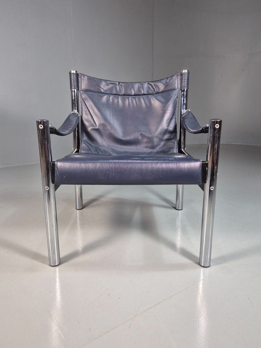 Vintage Danish Leather Safari Chair Borge Johansen 1970s EB7758 MNOR - UKDK FURNITURE