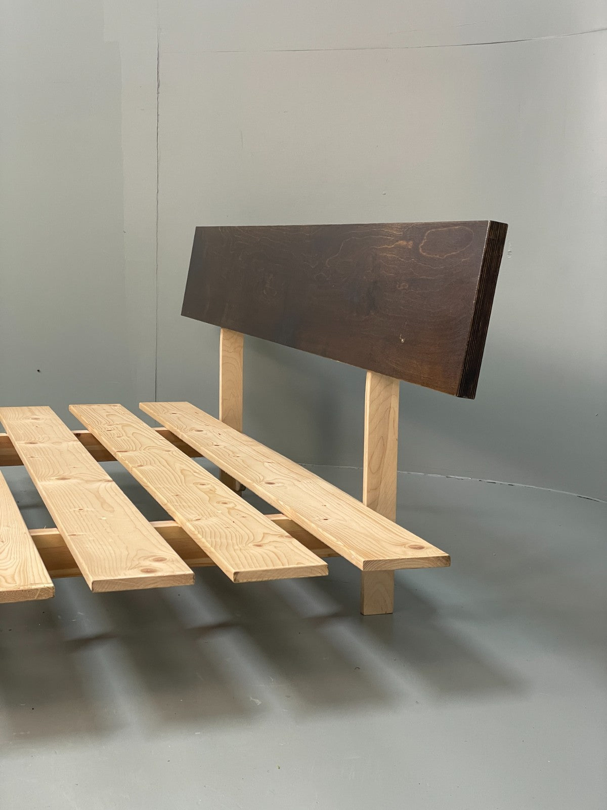 King Size Bed Frame With Plywood Headboard Minimalist Style EB10948 MWOO3