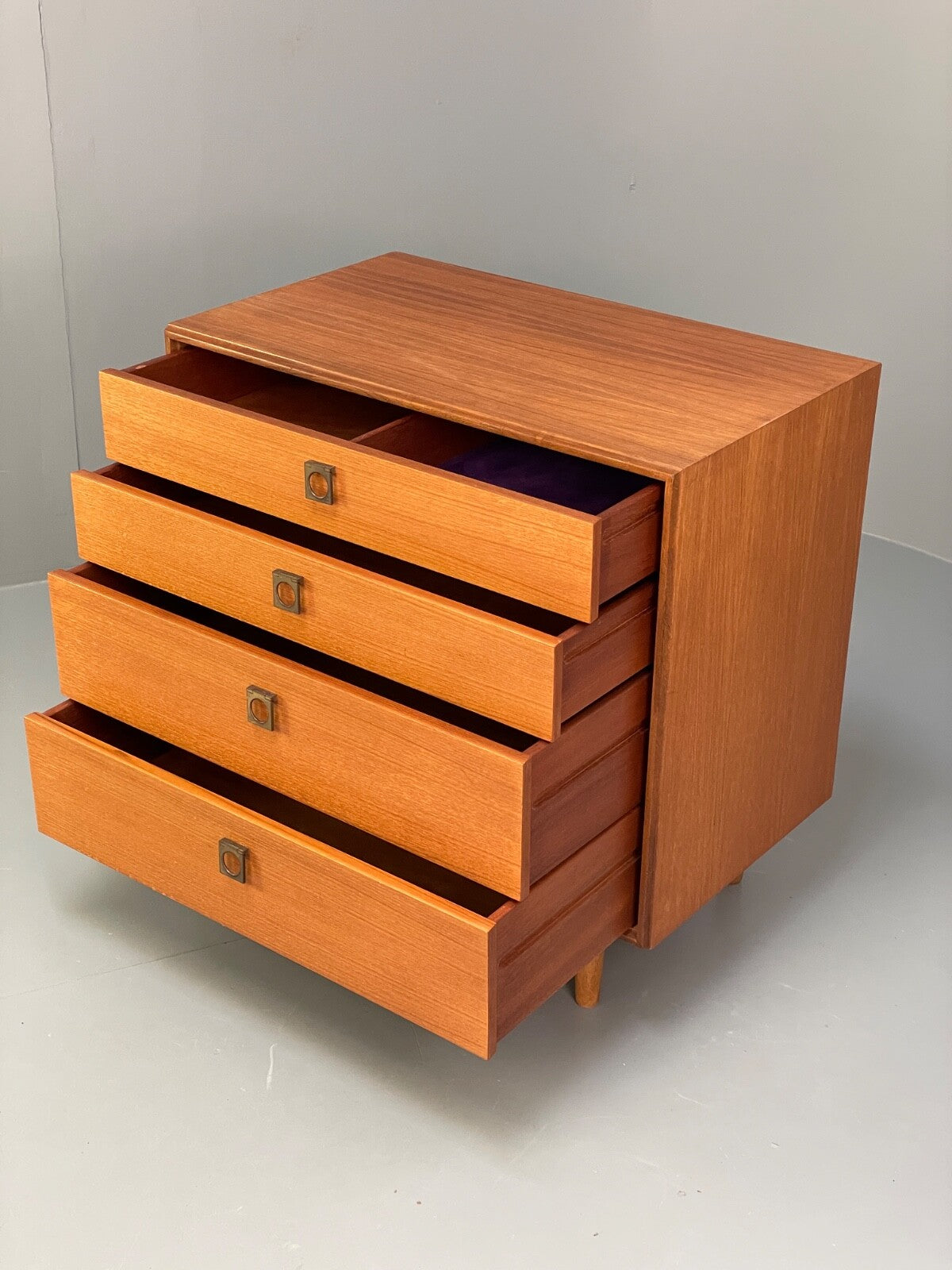 G Plan Teak Chest Of Drawers Vintage 1970s Brass Handles Felt Lined EB9762 MWOO - UKDK FURNITURE