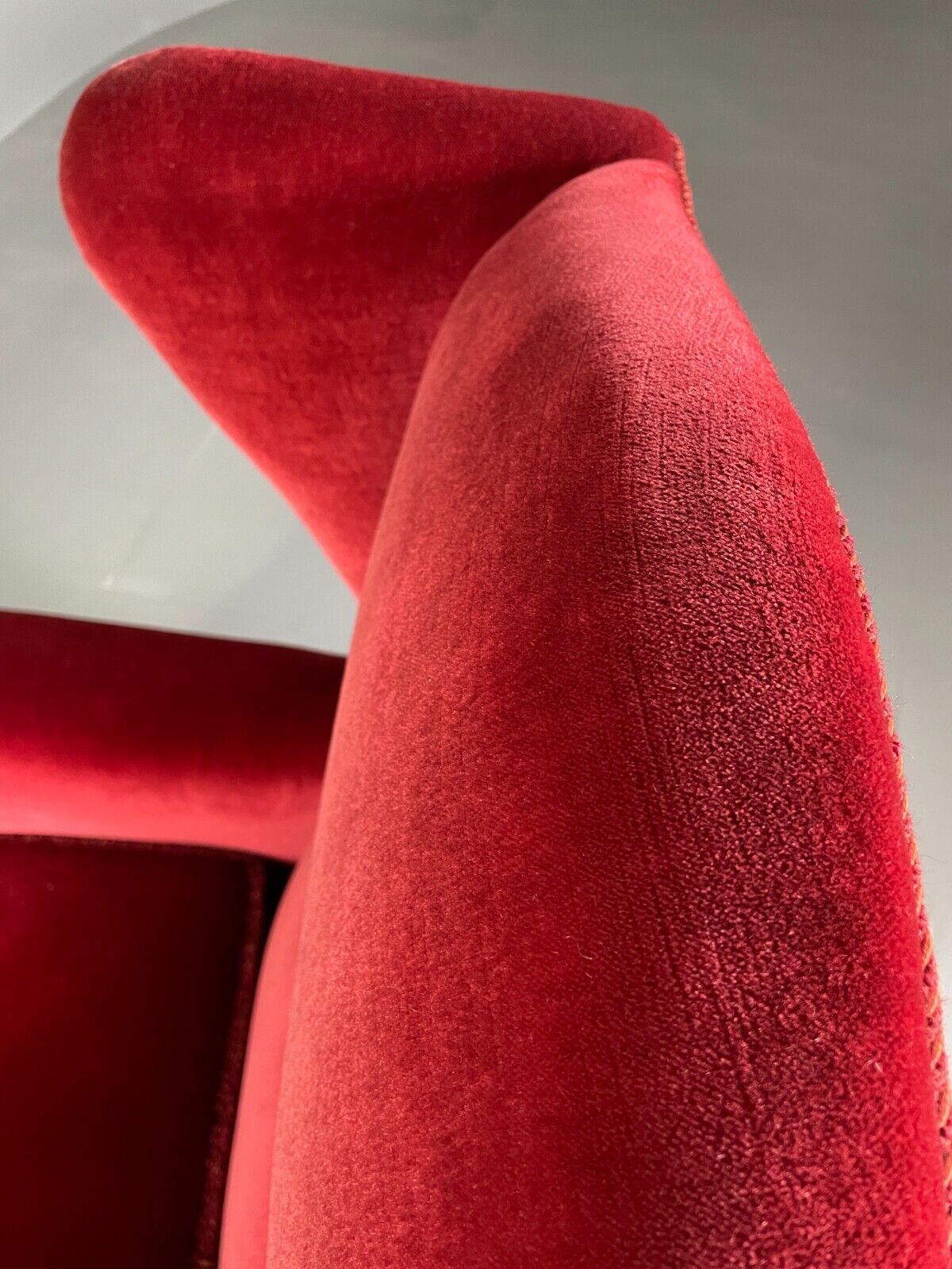 Vintage Danish Wingback Lounge Chair Red Velour Tassels 1940s Retro EB6450 VCLO - UKDK FURNITURE
