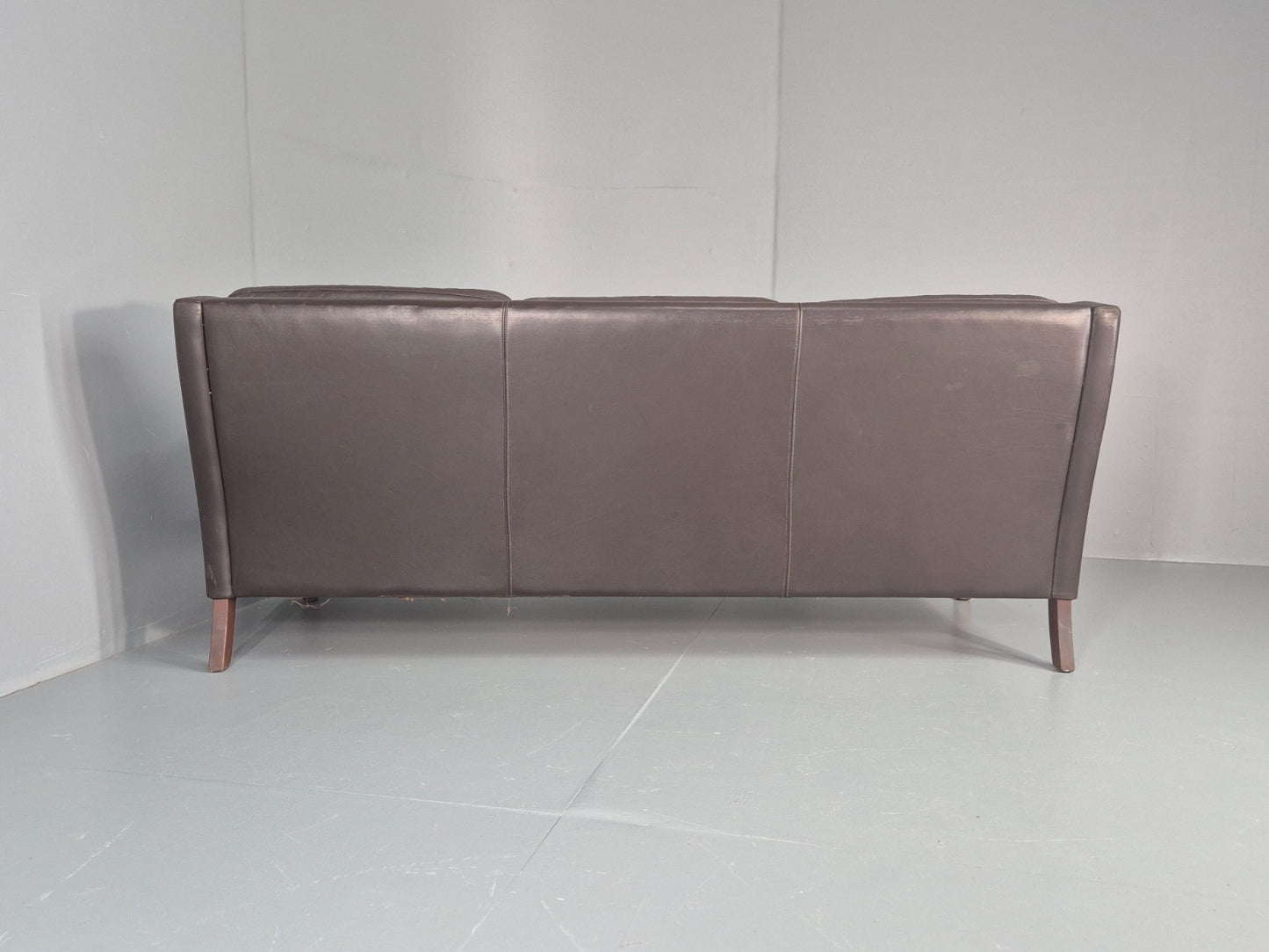 Vintage 3 Seat Sofa Brown Leather Danish Mid Century 1970s Retro  EB10537 M3SS17