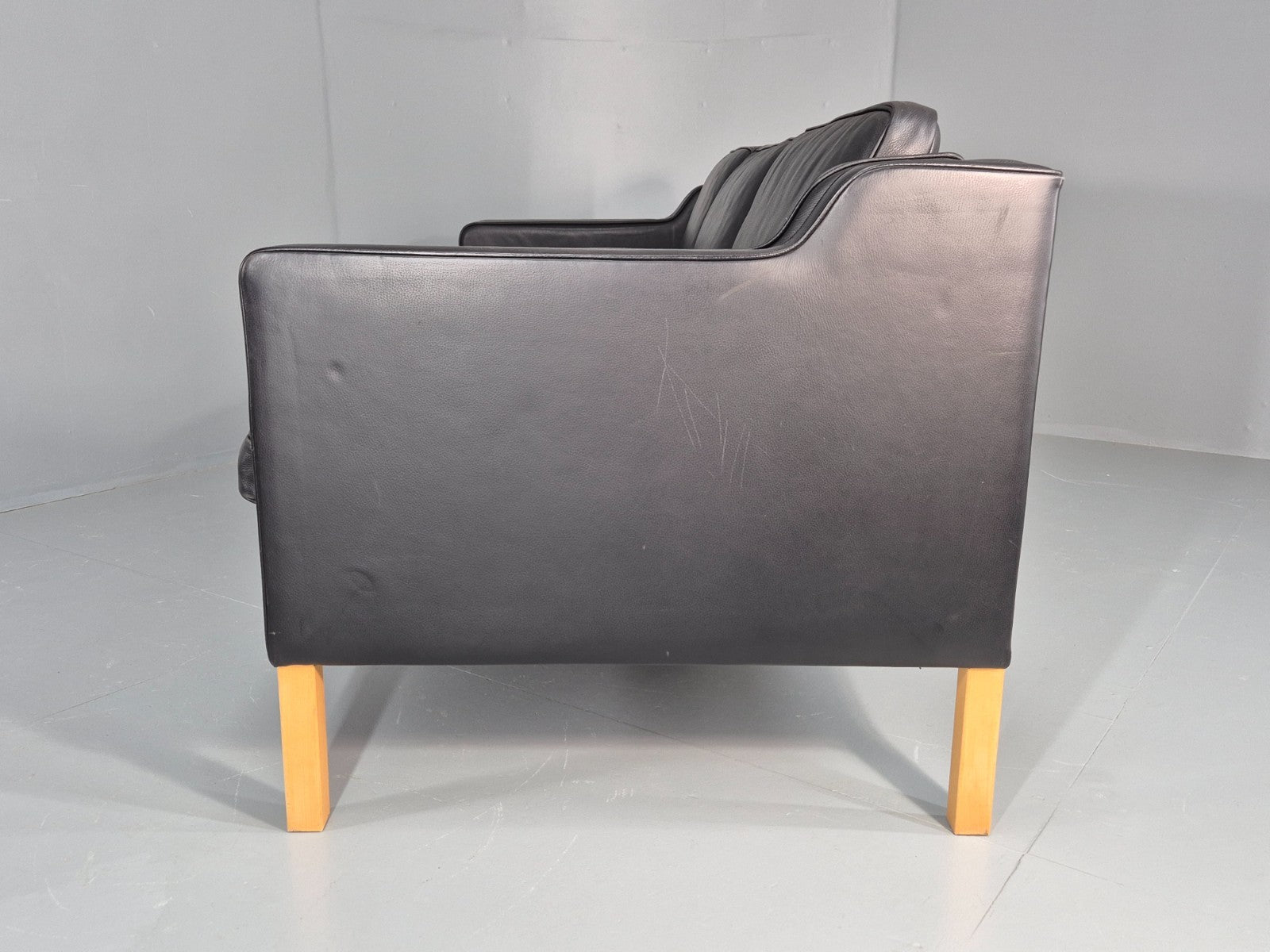 Vintage 3 Seat Sofa Danish Black Leather Mid Century Retro 1980s EB10476 M3SS22