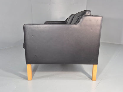Vintage 3 Seat Sofa Danish Black Leather Mid Century Retro 1980s EB10476 M3SS22