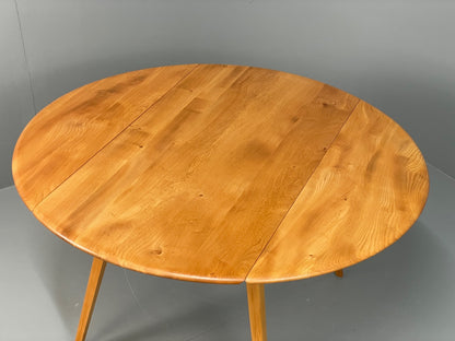 Vintage Ercol Circular Table Drop-Leaf Solid Blond Elm 1960s EB11053 MWOO2