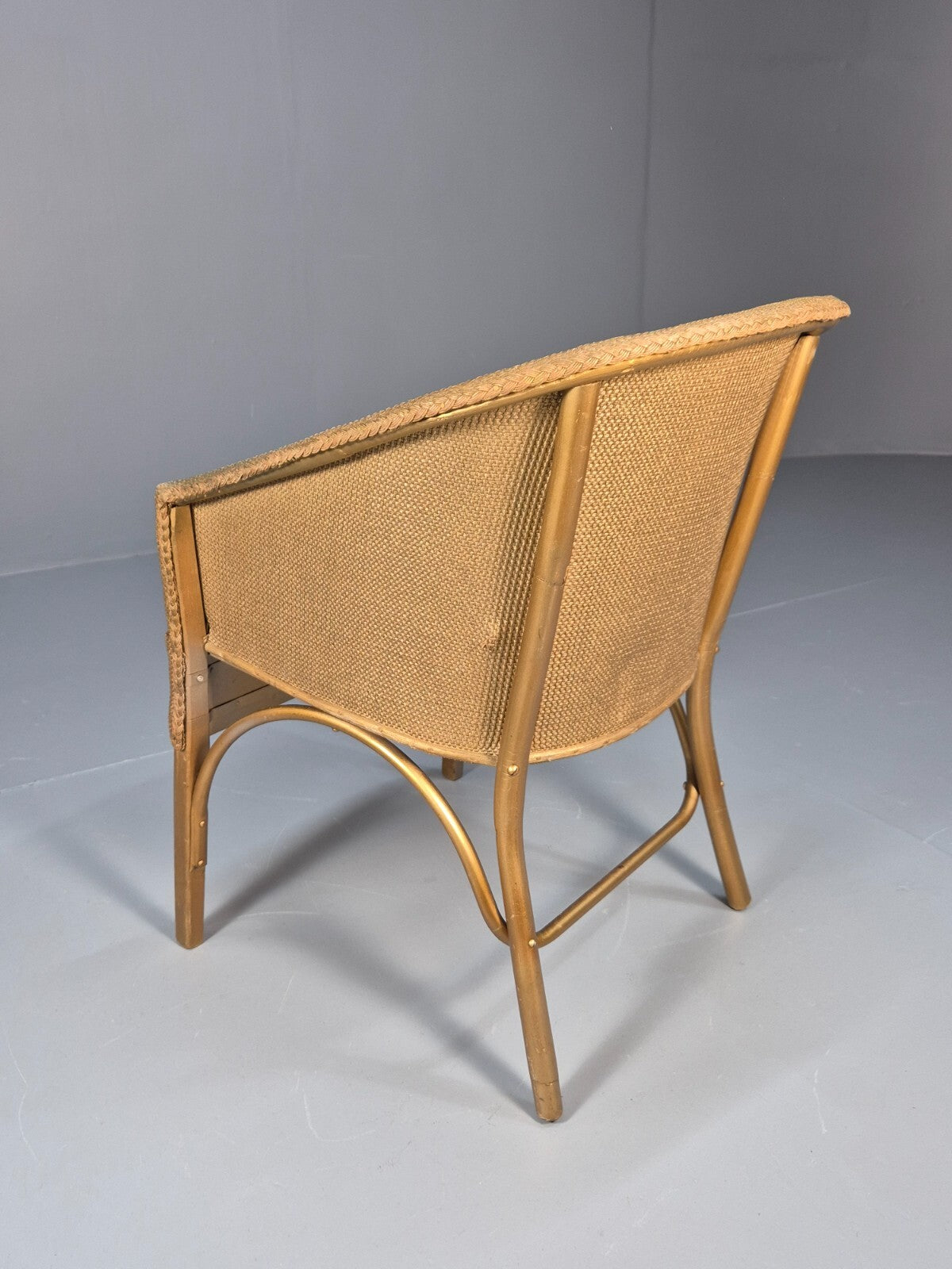 Vintage Gold Lloyd loom Tub Chair 1960s Retro EB9701 VBER - UKDK FURNITURE