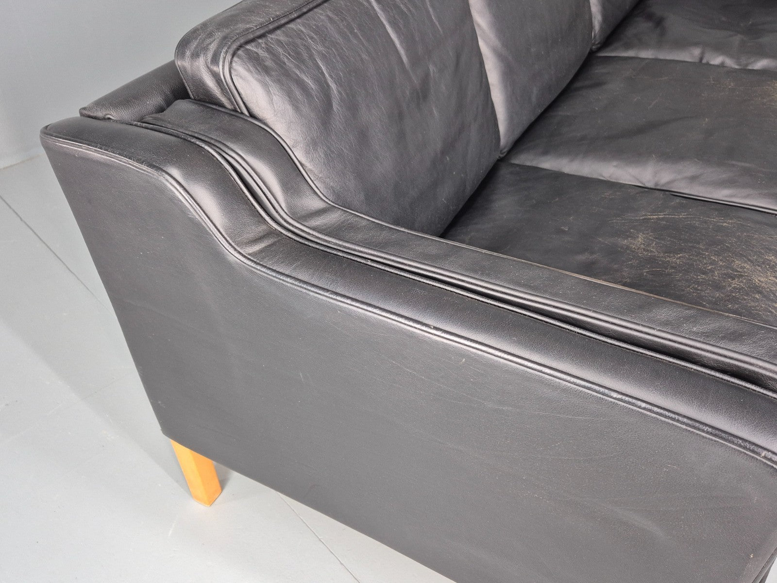 Vintage Danish 3 Seat Sofa Black Leather Mid Century Retro  EB10470 M3SS17