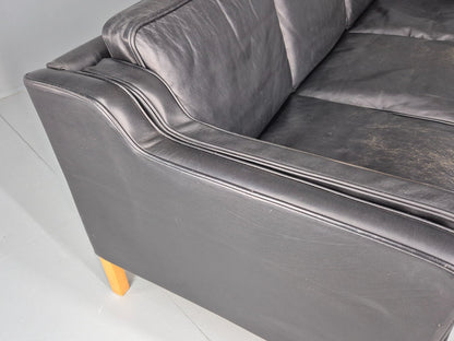 Vintage Danish 3 Seat Sofa Black Leather Mid Century Retro  EB10470 M3SS17
