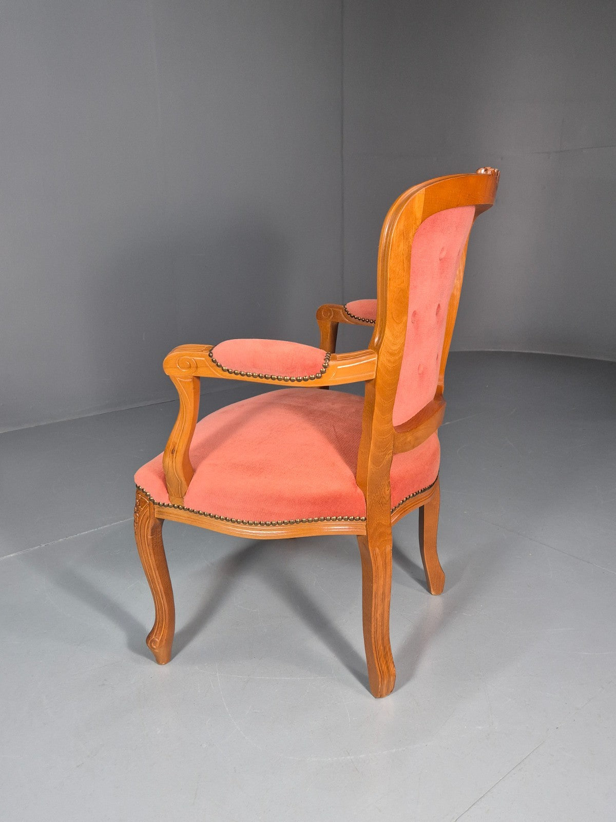 Vintage Rococo Lounge Chair Danish 1970s Reproduction Salmon Pink EB10986 VCLO6