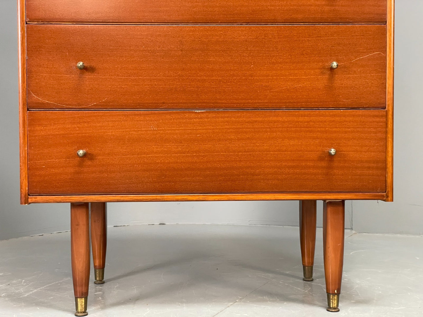 Vintage Austinsuite Chest Of Drawers Walnut Brass Handles 1960s EB10677 MWOO4