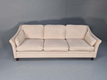 Vintage 3 Seater Sofa Retro Danish Cream Patterned Fabric EB10520 M2SS4