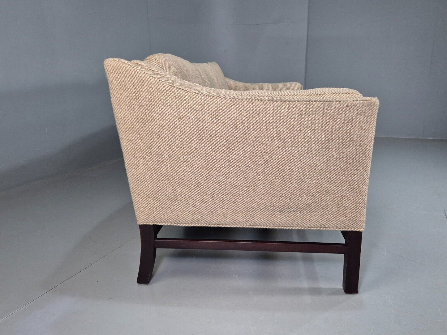 Vintage Danish 3 Seat Sofa Beige Wool Legged Frame 1980s Retro MCM EB7792 M3SS - UKDK FURNITURE