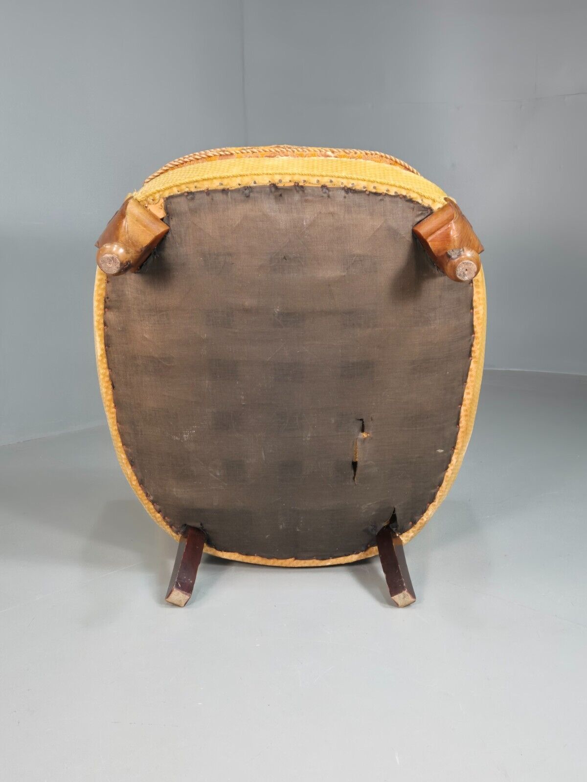 Antique Danish Gold Cotton & Mahogany Armchair EB8053 VCLO - UKDK FURNITURE