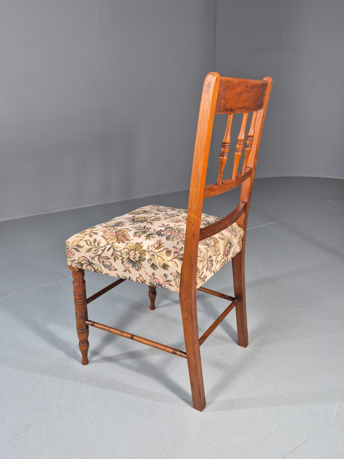 Edwardian Dining Chair Oak Frame Jacobean Revival Floral   EB11222 VDIN8