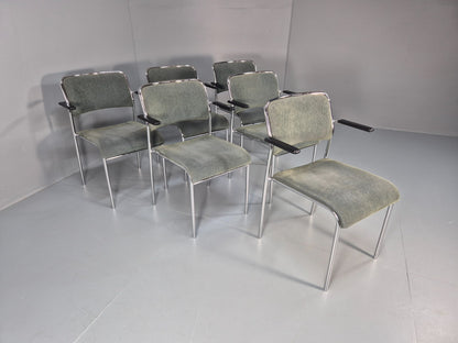 6 1980s Retro Stacking Chairs Chrome Frame Swedish Design Retro MCM EB10606 MSTA2