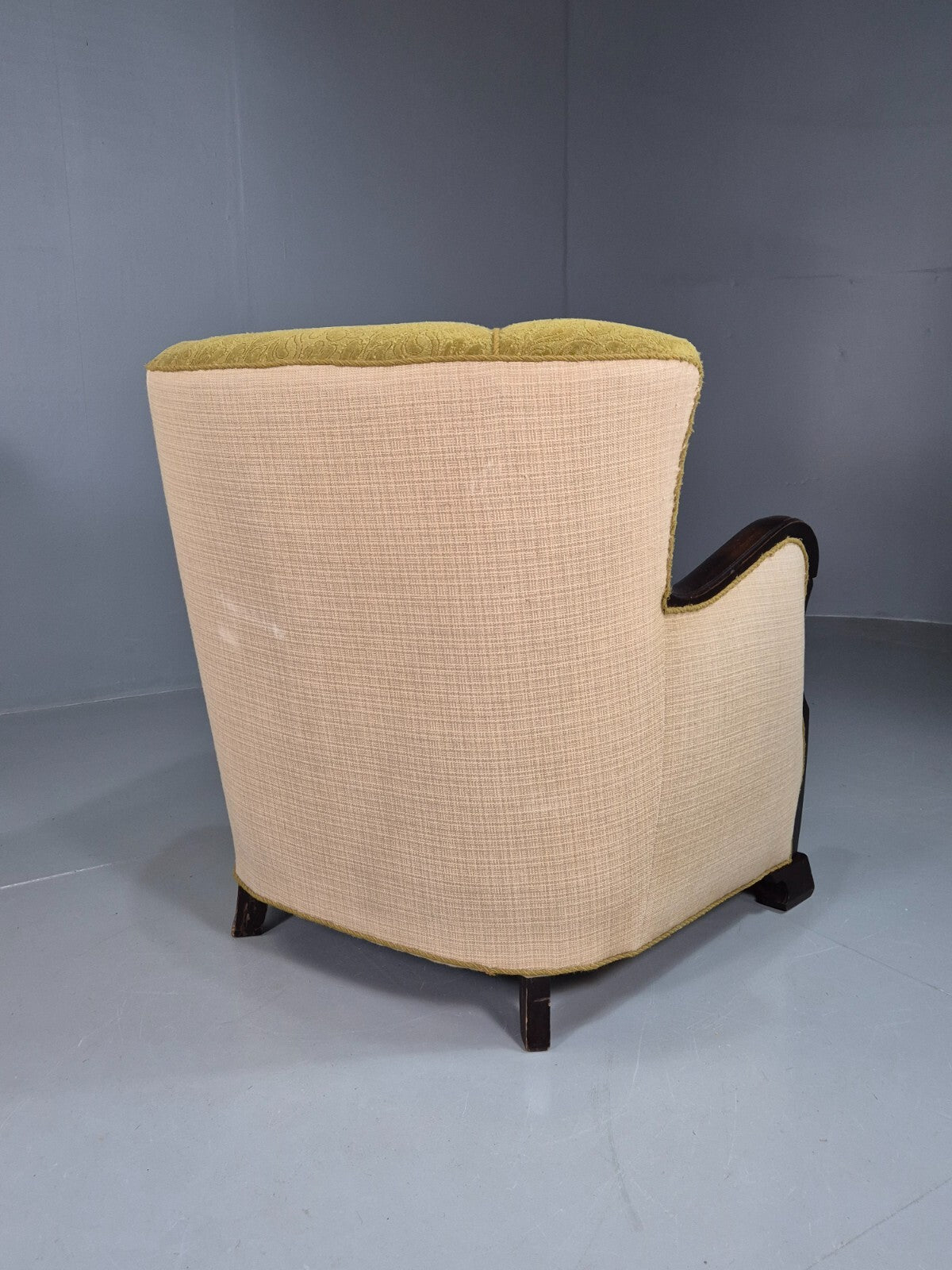Vintage Danish Lounge Chairs Green and Cream Shell Back 1940s Deco EB7658 VCLO - UKDK FURNITURE