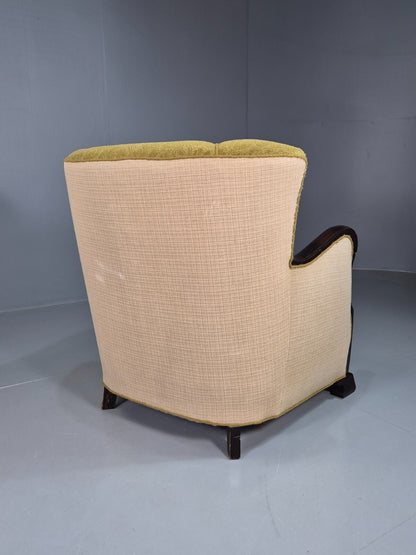 Vintage Danish Lounge Chairs Green and Cream Shell Back 1940s Deco EB7658 VCLO - UKDK FURNITURE