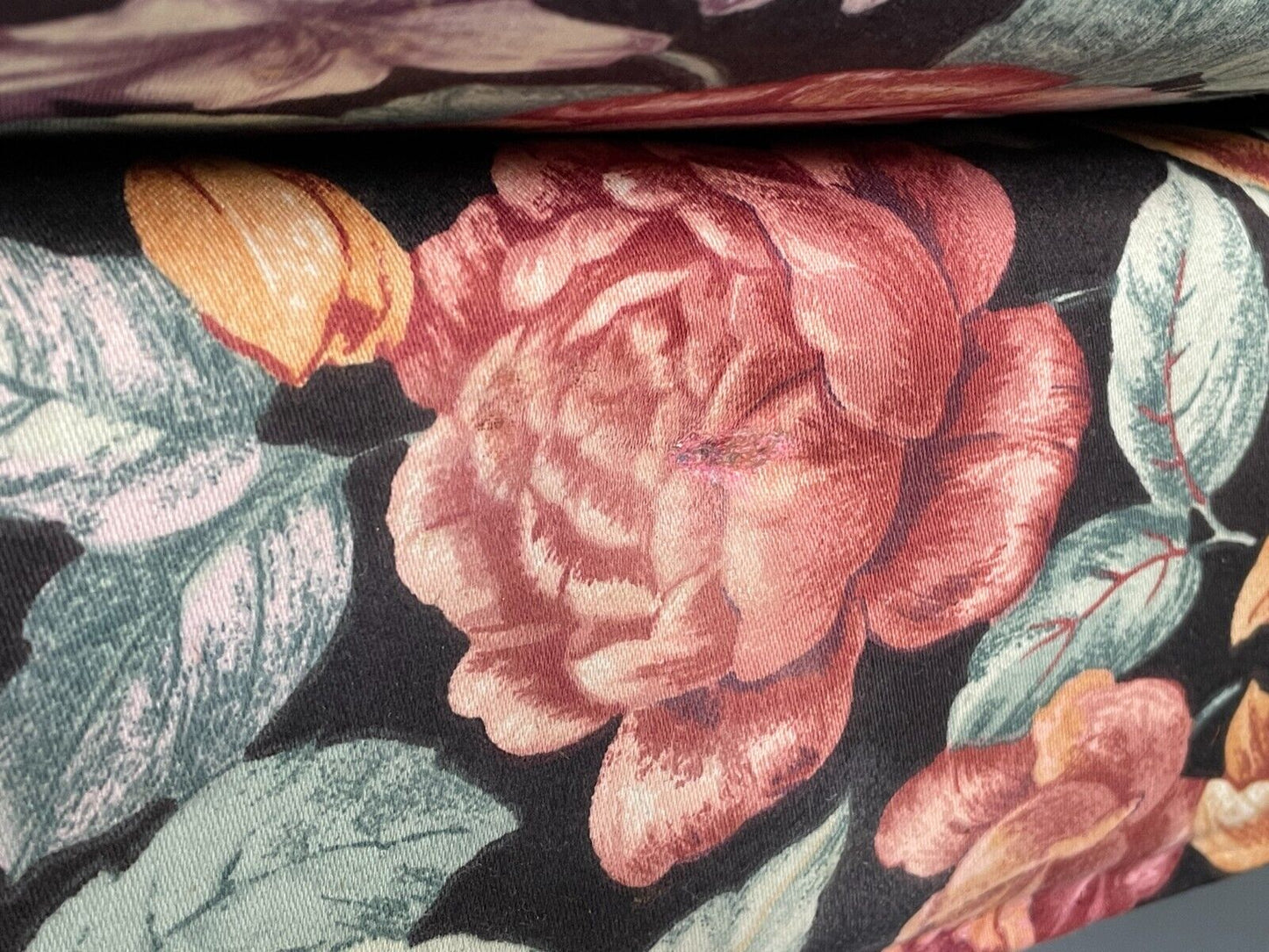 Vintage Danish 2 Seat Sofa Floral Print Oak 1970s Retro Mid Century EB6679 M2SS - UKDK FURNITURE