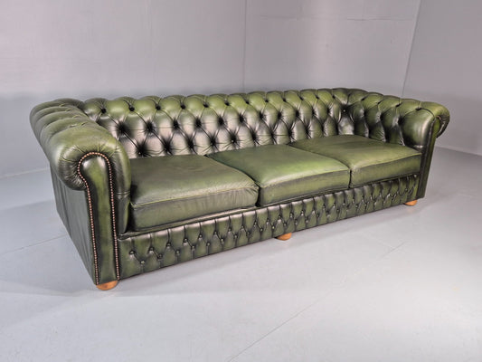 Three Seater Green Leather Chesterfield Quality Version Retro EB11032 VCHE0