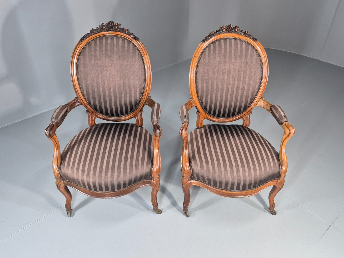 2 Antique Rococo Armchairs Walnut Frames 1880s Denmark Quality  EB111331 VCLO2