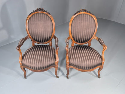 2 Antique Rococo Armchairs Walnut Frames 1880s Denmark Quality  EB111331 VCLO2