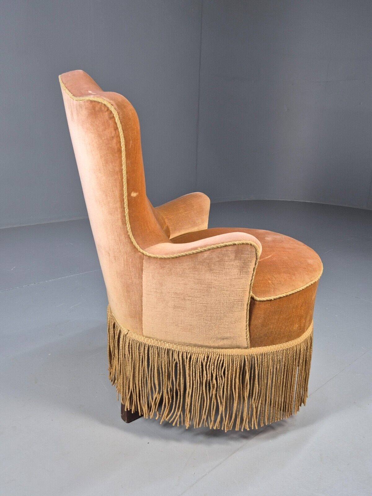 Vintage Danish Lounge Chair Gold Velour 1930s Boudoir Suite EB8978 VCLO - UKDK FURNITURE