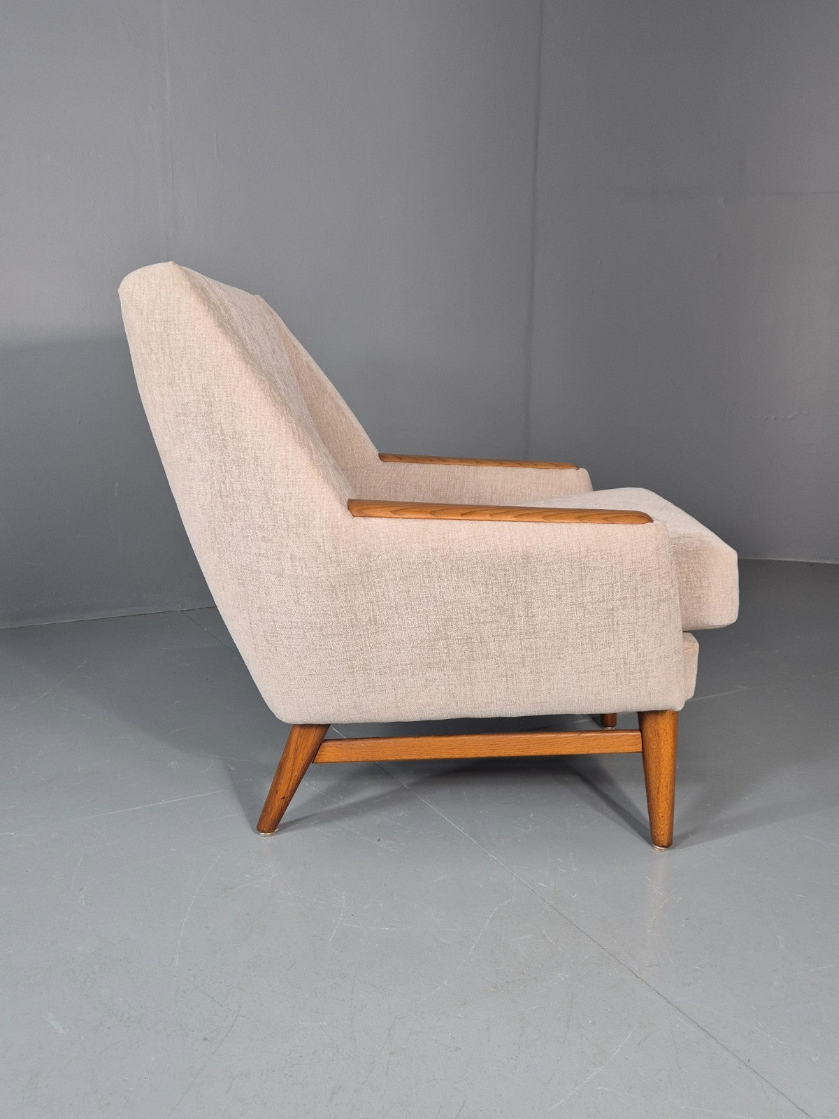 Vintage Danish Mid Century Lounge Chair Teak Frame New Upholstery EB11777 MNOR9