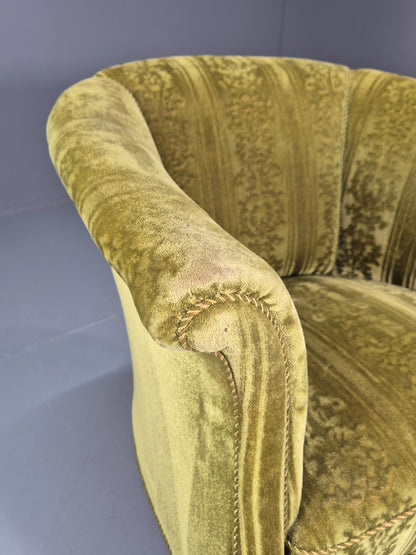 Vintage Art Deco Danish Tub Chair Green Moquette 1940s  EB10775 VCLO15