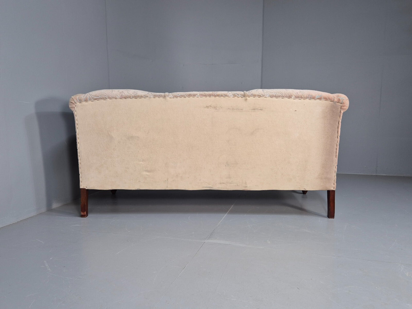 Vintage Danish Pink Cut Floral Velour Cottage Settee 1930s Antique  EB9563 V3SS13