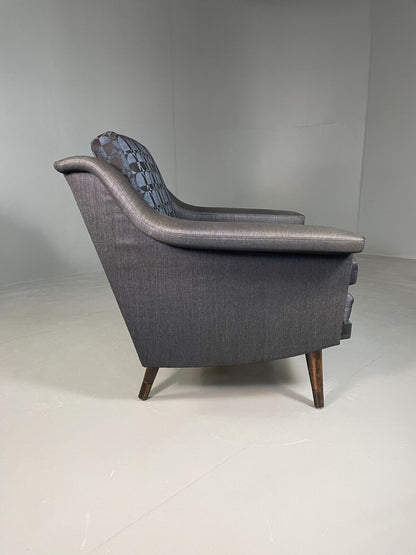 Vintage Danish Lounge Chair Blue Cotton Op Art Cushions Retro MCM EB6538 MNOR - UKDK FURNITURE