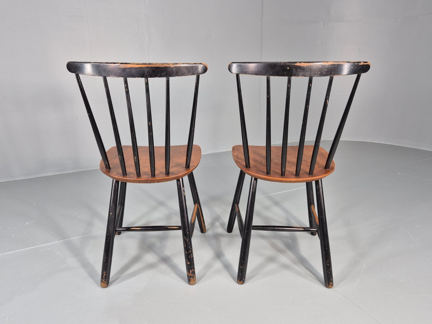 2 Vintage Midcentury Teak dining Chairs Fannet by Ilmari Tapiovaara EB11813 MDIN8